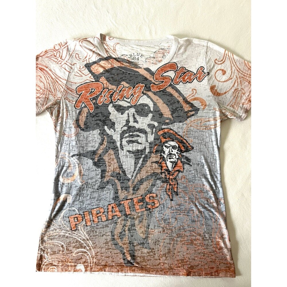 Rising Star Pirates Unisex Tee Shirt Sz L Sheer